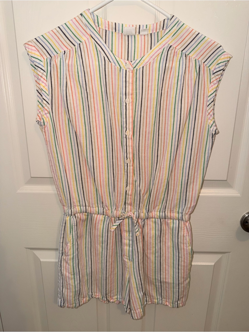 GAP Kids Pastel Rainbow Striped Button-Up Romper ~ Size XXL